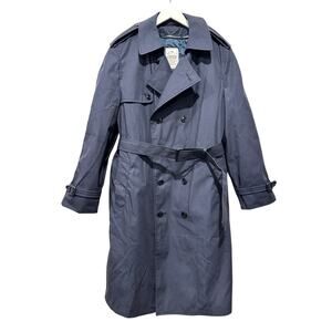 Defense Logistic Agency Size Large "Perfect Fit" Trench Coat Navy Blue Military